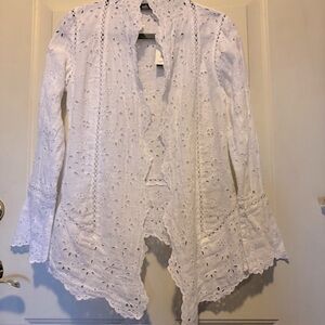 NWT Lauren Ralph Lauren White Eyelet Cotton Jacket XS